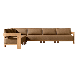 Modern Outdoor Furniture Sectional <b>Sofa</b> Upholstered Cushions Durable Frame and Thick Cushion Teak Wood Modular Lounge Chair - Product Image 2