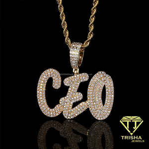 Collier pendentif personnalisé élégant avec nom, en or, diamant de laboratoire, bijoux personnalisés avec initiales, chaîne de mode hip-hop pour hommes - Product Image 6