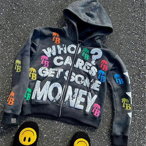 2026 <b>Top</b> Quality Thermal Hoodie Manufacturer Custom Screen Blank Printing <b>Men</b> Oversized Acid Wash Ripped <b>Cropped</b> Hoodies - Product Image 5
