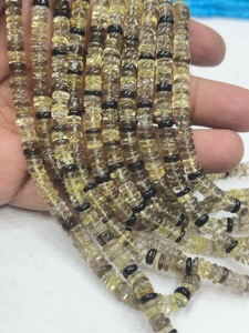 Perles de pierres précieuses de haute qualité pour la fabrication de bijoux, 17 pouces, quartz naturel lisse, forme Heishi, taille 6-7 mm - Product Image 4