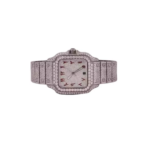 Montre en diamant avec cadran carré, bracelet, affichage de la date, bijoux de luxe, cadeau - Product Image 1