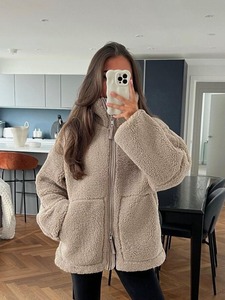Veste en polaire sherpa unisexe, col montant épais, fermeture éclair, manteau d'hiver - Product Image 3