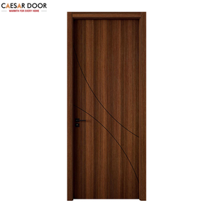 Porte en composite bois-polymer durable avec finition en placage de bois mélaminé PVC, portes solides WPC à pousser et à tirer pour la vente en gros - Product Image 1