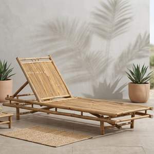 Tumbona de Bambú Ecológica, Silla Reclinable de Bambú para Playa, Resort, Piscina, Patio, Muebles de Exterior - Product Image 1