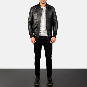 Veste en cuir véritable pour homme, nouvelle collection, design tendance, matière solide, manches longues, style streetwear, en vente. - Product Image 5