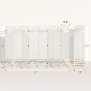 White 8-<b>Folding</b> Privacy <b>Screen</b> Bedroom Divider - Product Image 6