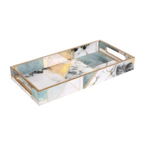 Plateau de service de luxe personnalisé pour le Ramadan - Grande taille avec cadre doré et impression UV sur verre pour usage familial et en restaurant - Product Image 4