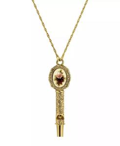 Collier sifflet avec motif floral rose doré |   2028 - Product Image 1