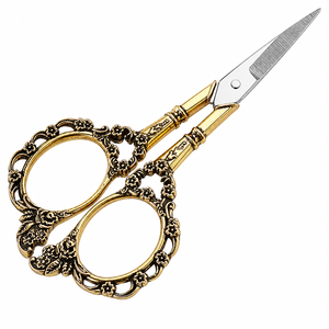 Ornate Gold Handle Embroidery <b>Scissors</b> Stainless Steel Sharp Blade Long Handle Right <b>Handed</b> Cutting Tool - Product Image 6