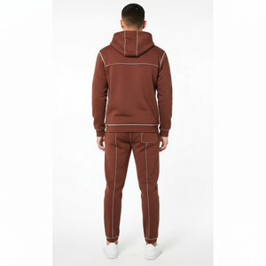 Conjunto Deportivo de 2 Piezas con Capucha, Unisex, Color Sólido Personalizado, Informal, de Invierno, Manga Larga, Sudadera Completa y Pantalones Deportivos - Product Image 3