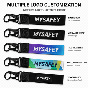 Custom Woven <b>Car</b> Keychain Wrist Lanyard with Eagle <b>Hook</b> Logo Polyester Webbing Strap Embroidered Jacquard Short Key Holder - Product Image 6