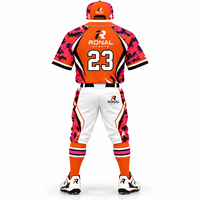 Ensemble uniforme de baseball personnalisé RONAL SPORTS pour hommes, maillot à manches courtes en polyester imprimé camouflage et pantalon avec logo sur le devant