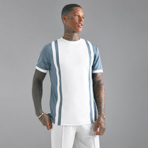 Chemise de haute qualité de couleur bleu ciel et short gris, streetwear décontracté en polyester pour hommes, manches courtes - Product Image 4