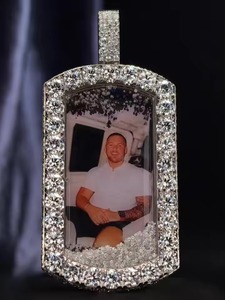 Moissanite Photo Pendant Custom Round <b>Memorial</b> Picture <b>Frame</b> Charms 925 Silver Hip Hop VVS Iced Out Custom Engraved Pendant - Product Image 6