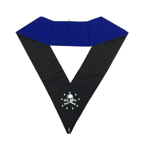 Collier de Grand Officier Maçonnique Rose et Bleu avec Broderie Dorée de Haute Qualité, Fait sur Mesure - Product Image 2