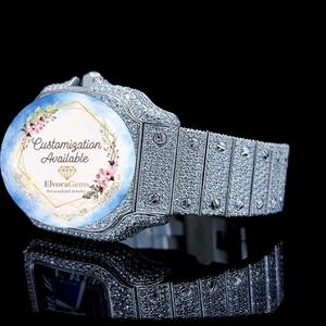 Reloj Inteligente Redondo de Acero Inoxidable para Mujer ElvoraGems con Gemas, Personalización Disponible - Product Image 3