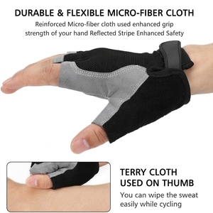 Cycling Sports <b>Gloves</b> Half Finger <b>Thin</b> Breathable Anti-slip Wear-resistant Summer Outdoor Polyester Hook & Loop Closure Unisex - Product Image 6