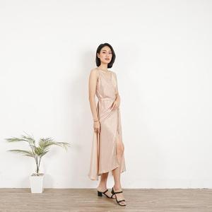 Vestido Largo de Satén para Mujer, Elegante, Sin Mangas, Estilo Seda, para Fiesta o Noche, con Abertura Lateral - Product Image 4