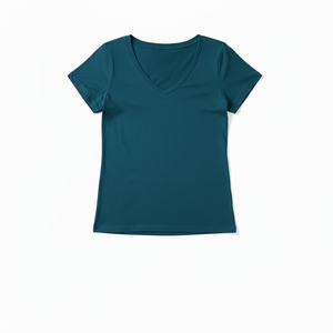 เสื้อยืดคอกลมแขนสั้นผู้หญิง สีพื้น ผ้าถักเนื้อเจอร์ซีย์ คอตตอน ใส่สบายทุกฤดู - Product Image 5