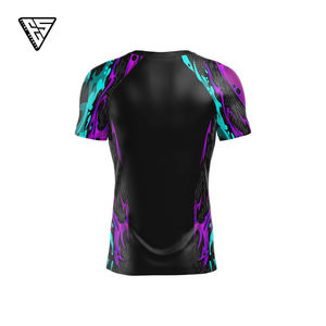 Chemise de compression anti-UV à manches courtes en spandex/polyester avec impression numérique personnalisée unisexe, pour MMA, BJJ, surf, plongée, OEM 220g - Product Image 6