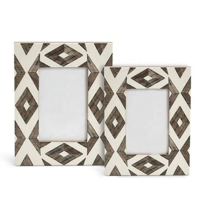 Promotion Hot Selling New <b>Design</b> Handmade Customized Logo Wood and Bone Inlay Resin Photo <b>Frame</b> for <b>Wall</b> and Table Display - Product Image 1