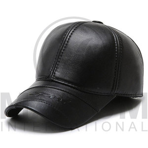 Wholesale High Quality Fashion Solid Color Autumn and Winter Leather Hand Knitting Leather <b>Baseball</b> <b>Cap</b> Hat - Product Image 5
