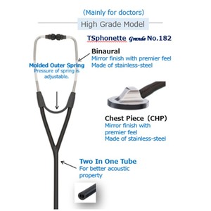 Stéthoscope cardiologique professionnel TS phonette Grande No.182, tête simple, KENZMEDICO, fabriqué au Japon - Product Image 4