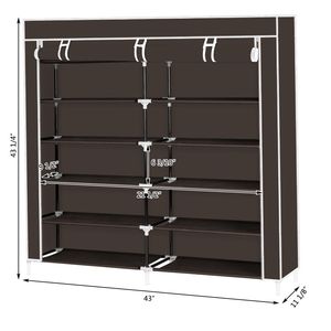 Zapatero portátil de 7 niveles color marrón oscuro con cubierta de tela, organizador de almacenamiento para armario. - Product Image 1