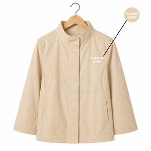 Vêtements d'extérieur pour femmes, personnalisables avec logo, pour sororité, respirants, beiges, élégants, à col montant, légers, imperméables et coupe-vent - Product Image 1