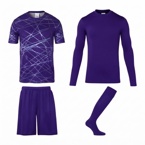 Ensemble de maillots de football personnalisés, respirant, séchage rapide, col rond, manches courtes, taille élastique, design personnalisé, numéros d'équipe - Product Image 1