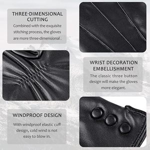Leather fashion <b>Gloves</b> for Women Winter <b>Warm</b> <b>Gloves</b> Touch Screen <b>Warm</b> Wool Lined Texting <b>Gloves</b> - Product Image 3