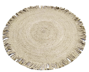 พรมปูพื้นทรงกลมปักลายสวยงาม ทำจากปอกระเจาธรรมชาติ งานแฮนด์เมด เหมาะสำหรับตกแต่งบ้าน ห้องนั่งเล่น และโรงแรม - Product Image 3