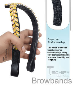 Fronture de cheval en cuir noir avec pierres en opale et strass fantaisie pour bride anglaise - Product Image 5