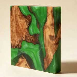 Laser Engraved Modern Square Blank Olive Marble Acacia Bamboo Wood Pallet Marble Resin <b>Coaster</b> Holder Wood Inlay Non Mats Pad - Product Image 1