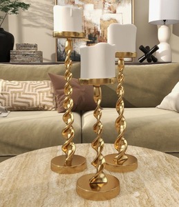 Juego de tres candelabros de latón dorado retorcido para decoración del hogar al mejor precio - Product Image 6