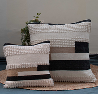 Housse de coussin lavable en coton tissé 100 % style moderne avec fermeture éclair, motif bohème imprimé numériquement pour la décoration de la maison et des hôtels