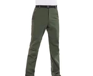 Men's <b>Black</b> Windproof Polyester Pants Elastic Waist Drawstring Casual Winter Sport <b>Trousers</b> <b>with</b> Side <b>Pockets</b> - Product Image 2