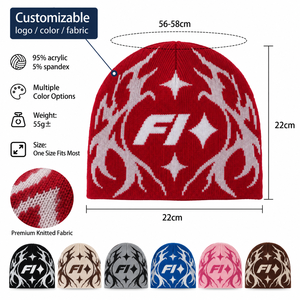 Gorros de punto jacquard personalizados al por mayor de doble cara con logo, gorros de invierno de acrílico estilo hip hop con diseño de telaraña, gorros con lazos de personajes de frutas. - Product Image 5