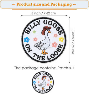 Parche Termoadhesivo Bordado Divertido de Ganso con Diseño de Meme, de Tela y PVC, con Forma de Flor, para Mochilas, Arnés de Perro, Ropa y Sombreros - Product Image 2