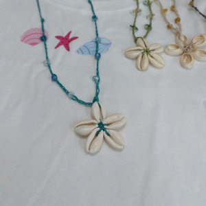 Everyday Wear Bohemian Style Natural <b>Necklace</b> with Beaded <b>Cord</b> Seashell Flower Charms OEM/ODM Accepted from Vietnam - Product Image 1