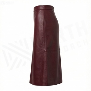 Jupe trapèze en similicuir pour femme, longueur genou, couleur unie, style minimaliste, brillante, taille normale, toutes saisons - Product Image 3