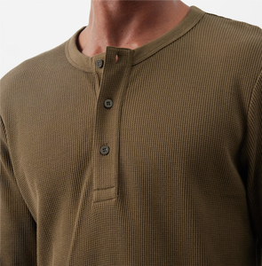 T-shirt thermique en coton à tricot gaufré pour l'hiver |   T-shirt à manches longues confortable |   Fabricant de Marques Privées - Product Image 4