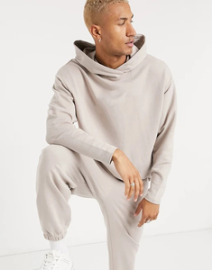 Chándal con Capucha para Hombre, Color Beige, Largo, Estilo Casual, con Bolsillos Laterales, Cintura Elástica, 100% Algodón, Estilo Otoñal - Product Image 2