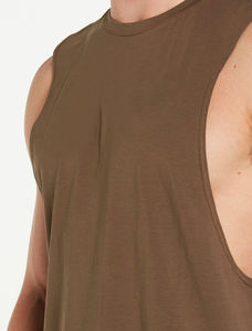 Débardeur en coton uni pour homme, col rond, sans manches, vêtements de sport décontractés, respirant, tricoté, veste athlétique - Product Image 5