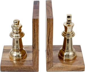 Porte-livres décoratifs en forme de pièces d'échecs (Roi et Reine) pour bibliothèque, bureau, salle d'étude et maison de luxe - Product Image 1