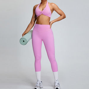 Ensemble soutien-gorge de sport et leggings à maintien élevé, séchage rapide, effet push-up, pour gym, yoga et fitness, avec logo personnalisé - Product Image 1