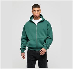 Sudadera con capucha para hombre de alta calidad, extragrande, gruesa, con cremallera, estilo vintage, efecto desgastado por el sol, con lavado ácido. - Product Image 6