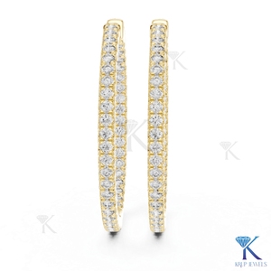 Lab Grown CVD HPHT Diamond Double Row Pave Large <b>Hoop</b> <b>Earrings</b> 14K 18K <b>Solid</b> Gold Fine Women's Wedding & Party Jewelry - Product Image 2