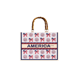 Sacs fourre-tout personnalisés en bambou fait main avec poignée ouverte, motif étoile du 4 juillet, perles de qualité durable, couleurs personnalisées pour femmes - Product Image 5