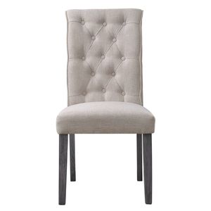 Yabeina Beige <b>Linen</b> and Gray Finish Dining Side Chair <b>Set</b> of 2 - Product Image 6